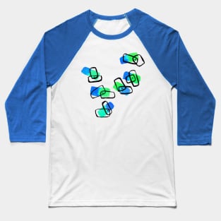 ABSTRACT WATERCOLOR RECTANGLE SHAPES BLUE Baseball T-Shirt